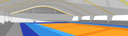 Quadra coberta com palco
